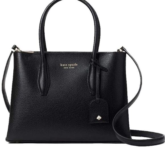 Kate Spade Eva Small Top Zip Satchel Black Tote Crossbody Removable Strap Charm - Picture 2 of 14
